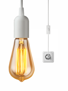 Патрон E27 с проводом и выключателем 1.8м Орбита OT-ELS11 Белый